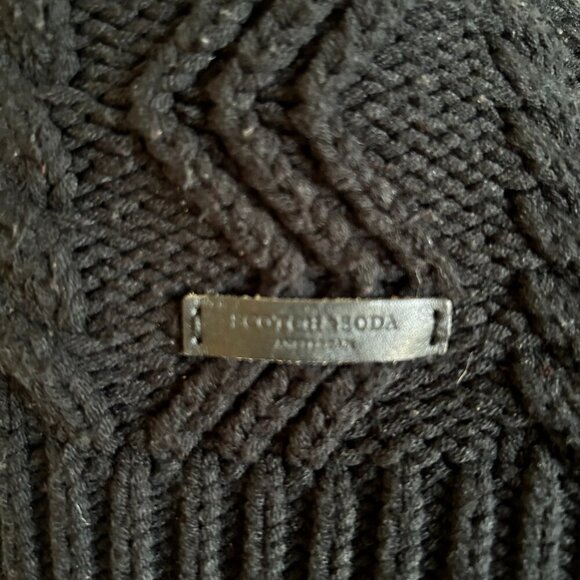 *Super Comfy* Scotch & Soda Shawl-Collar Chunky Cable-Knit Sweater (Black, S) - Picture 3 of 4